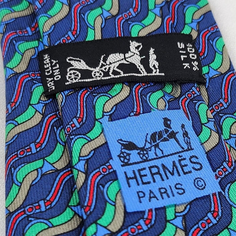 Herm Geometric Printed Silk Tie View 4